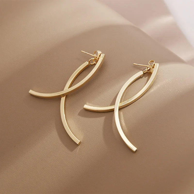 Korean Stylish Stainless Steel Long Drop Earrings For Women Fashion Simple Hanging Dangle Earrings Jewelry Girls Christmas Gift - Kaiz Boutique