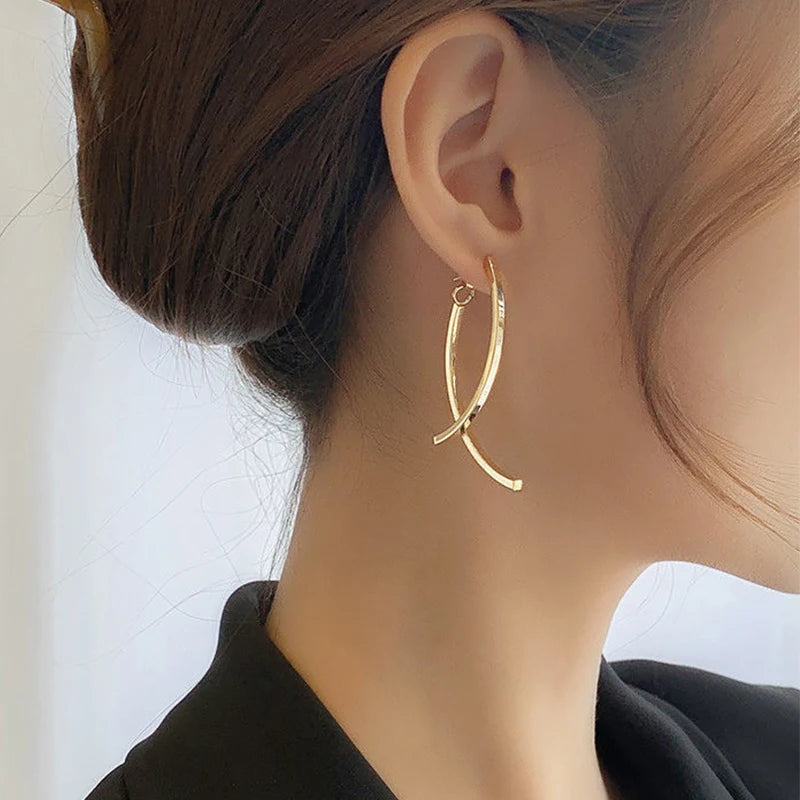 Korean Stylish Stainless Steel Long Drop Earrings For Women Fashion Simple Hanging Dangle Earrings Jewelry Girls Christmas Gift - Kaiz Boutique
