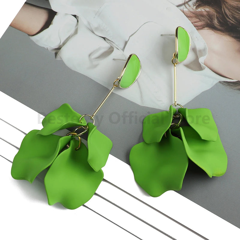 Acrylic Flower Petal Design Big Dangle Earrings - Kaiz Boutique