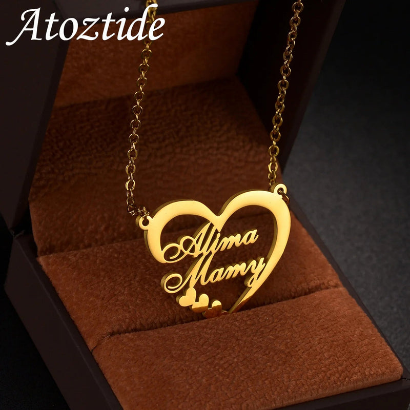 Atoztide Personalized Custom Name Necklace for Women Stainless Steel Heart Brtterfly Letter Choker Chain Pendant Jewelry Gift Kaiz Boutique