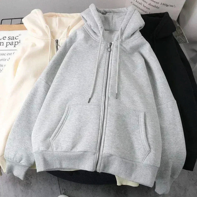 American Fashion Hip Hop Letter Embroidered Zipper Hoodie Men Street Y2K New Casual Loose Fleece Padded Sweatshirt Unisex Hoodie Kaiz Boutique