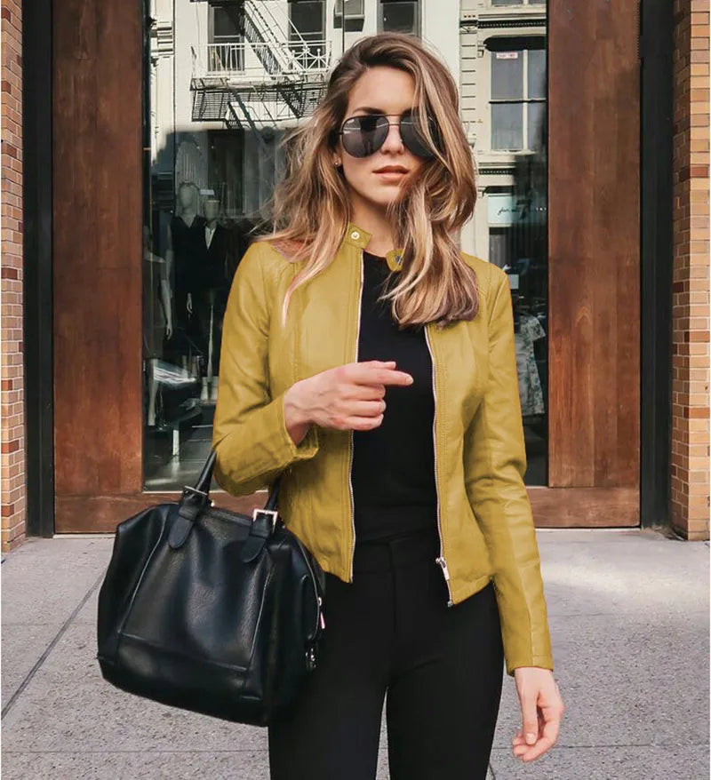 2024 Autumn Winter Women Bike Coat PU Leather Outwear Zipper Outfit Wome Fashion Female Large Size Slim Street Jacket Coat Kaiz Boutique