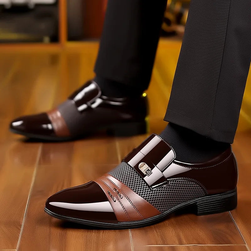 Classic Business Dress Men Shoes Formal Slip On Dress Shoes Mens Oxfords Footwear Elegent Leather Shoes For Men Loafers Wine Red Kaiz Boutique