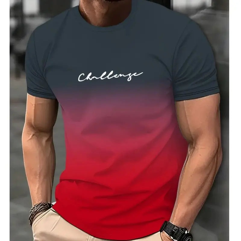Men's Clothing Short sleeve Top Gradient Color Digital Print T-shirt Kaiz Boutique