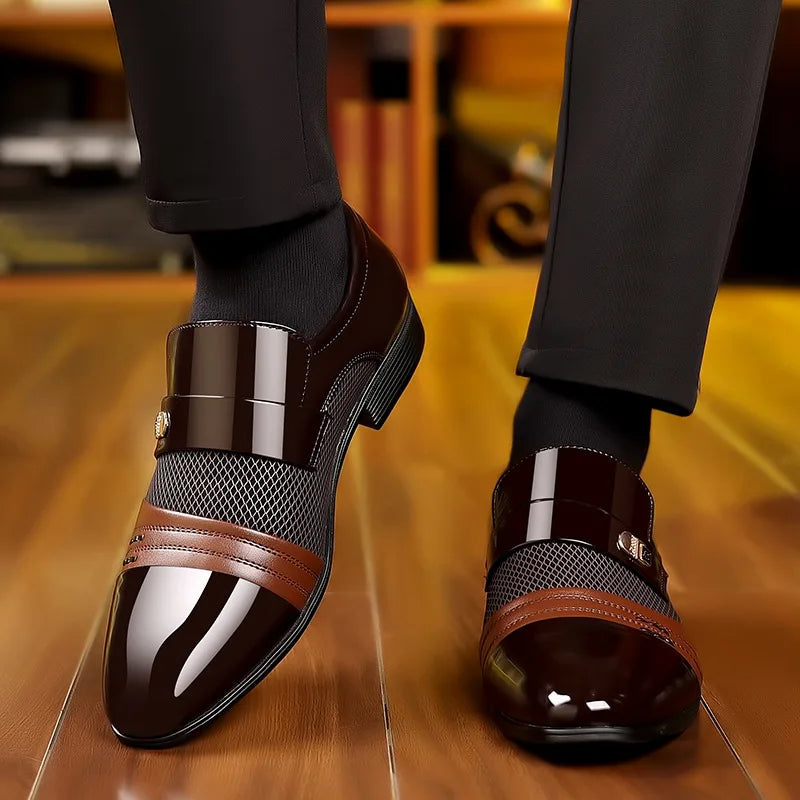 Classic Business Dress Men Shoes Formal Slip On Dress Shoes Mens Oxfords Footwear Elegent Leather Shoes For Men Loafers Wine Red Kaiz Boutique