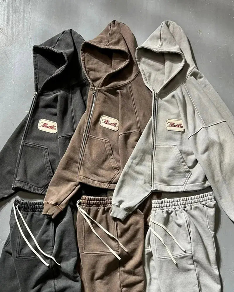 American Fashion Hip Hop Letter Embroidered Zipper Hoodie Men Street Y2K New Casual Loose Fleece Padded Sweatshirt Unisex Hoodie Kaiz Boutique