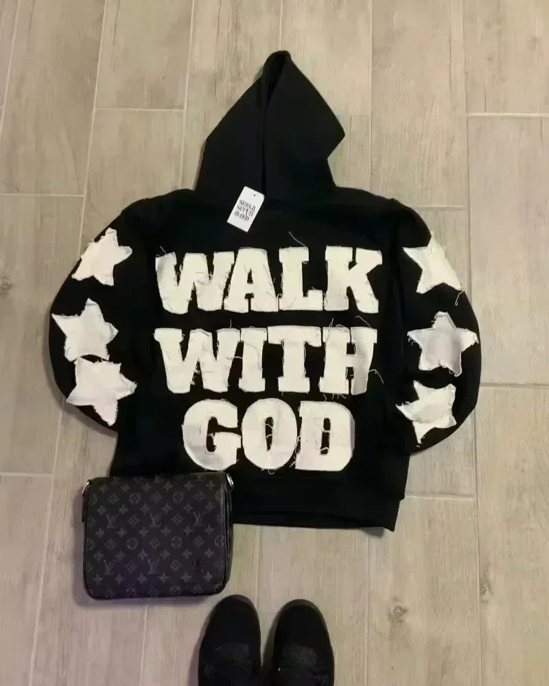 American Fashion Hip Hop Letter Embroidered Zipper Hoodie Men Street Y2K New Casual Loose Fleece Padded Sweatshirt Unisex Hoodie Kaiz Boutique