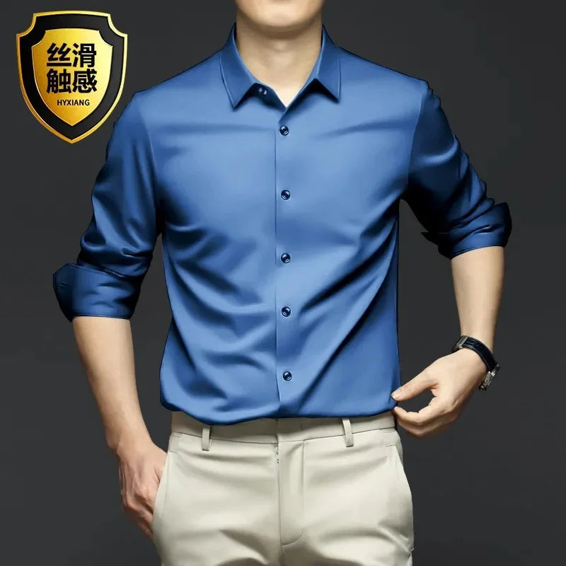 New Stretch Anti-Wrinkle Cotton Men's Shirts Short Sleeve Dress Shirts For Men Slim Fit comfort Social Business Blouse Gray 5XL Kaiz Boutique