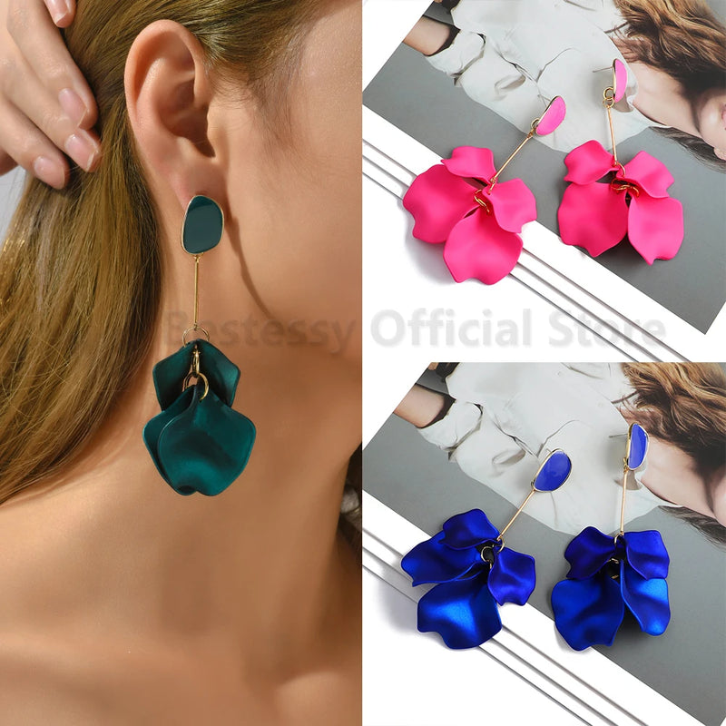 Acrylic Flower Petal Design Big Dangle Earrings - Kaiz Boutique