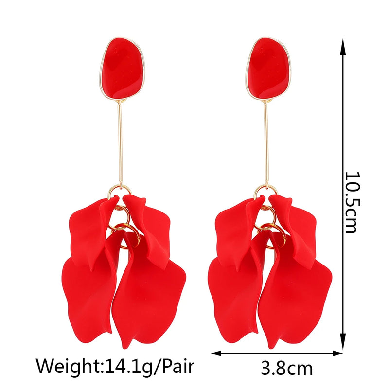 Acrylic Flower Petal Design Big Dangle Earrings - Kaiz Boutique