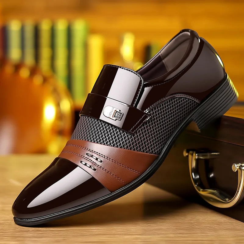 Classic Business Dress Men Shoes Formal Slip On Dress Shoes Mens Oxfords Footwear Elegent Leather Shoes For Men Loafers Wine Red Kaiz Boutique