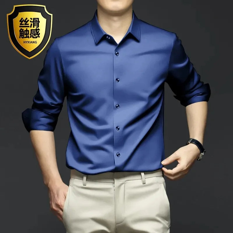 New Stretch Anti-Wrinkle Cotton Men's Shirts Short Sleeve Dress Shirts For Men Slim Fit comfort Social Business Blouse Gray 5XL Kaiz Boutique