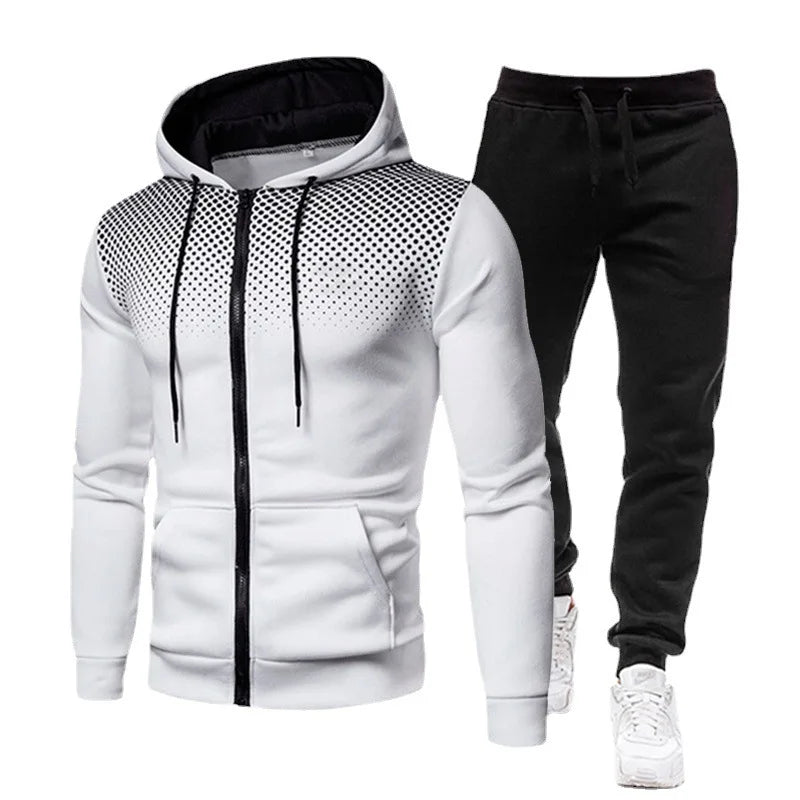 2023 Autumn and Winter New European and American Solid Color Fleece Sweater Pants Men's Casual Zipper Sports Hat Set Kaiz Boutique