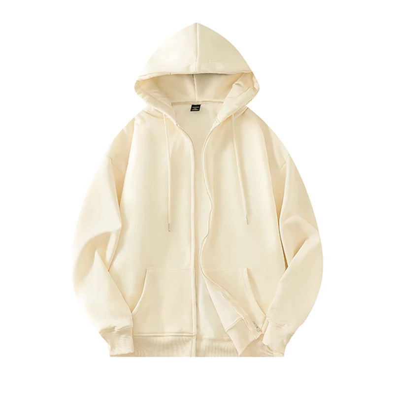 Basic Solid Hooded Sweatshirt Jackets Zip Up Hoodie Loose Fit Unisex Outwear Sports Casual Hoodies Kaiz Boutique
