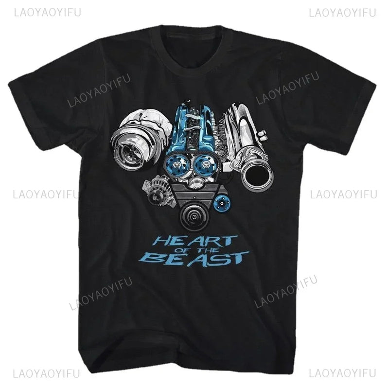 Japan Car 2JZ Engine Turbo Tuning JDM Printing T-Shirt Summer Fashion Casual Cotton O-Neck Mens Tshirt Personality Mans Clothing Kaiz Boutique