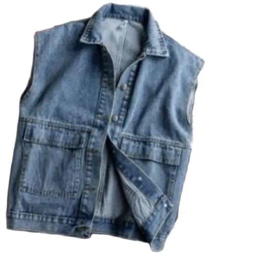 Trendy Denim Vest – Bold & Casual for Spring & Autumn.