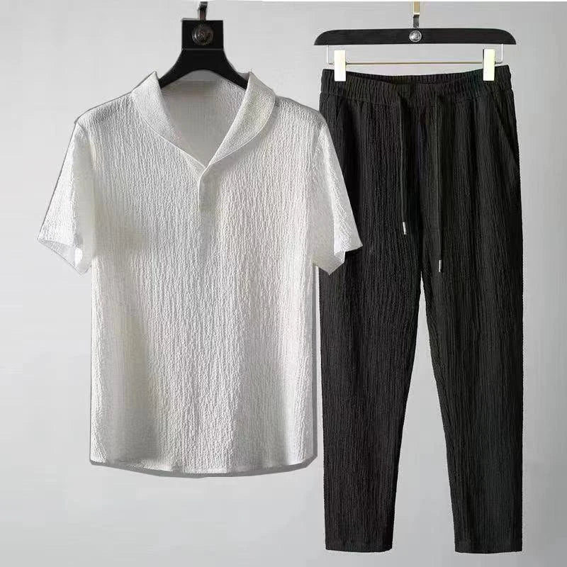 Summer New Men's Casual Sets T-Shirts + Pants  Sportswear Jogger Male Fashion Tracksuits Sweatshirt Hombre Fit MOOWNUC Kaiz Boutique