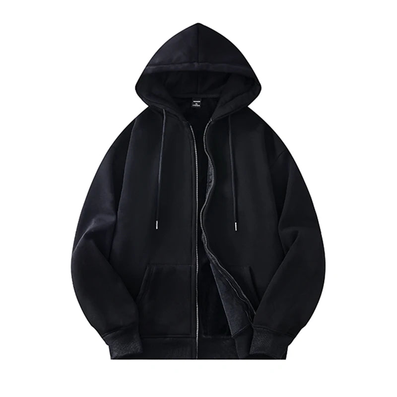 Basic Solid Hooded Sweatshirt Jackets Zip Up Hoodie Loose Fit Unisex Outwear Sports Casual Hoodies Kaiz Boutique