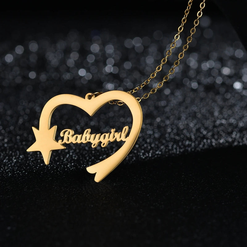 Atoztide Personalized Custom Name Necklace for Women Stainless Steel Heart Brtterfly Letter Choker Chain Pendant Jewelry Gift Kaiz Boutique