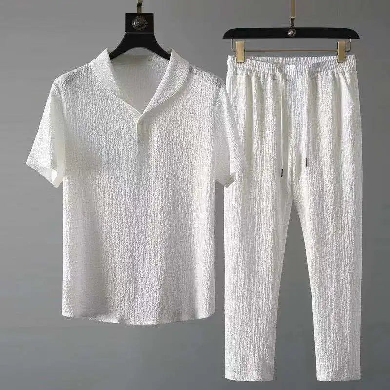 Summer New Men's Casual Sets T-Shirts + Pants  Sportswear Jogger Male Fashion Tracksuits Sweatshirt Hombre Fit MOOWNUC Kaiz Boutique
