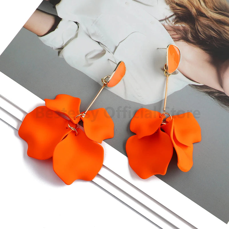Acrylic Flower Petal Design Big Dangle Earrings - Kaiz Boutique