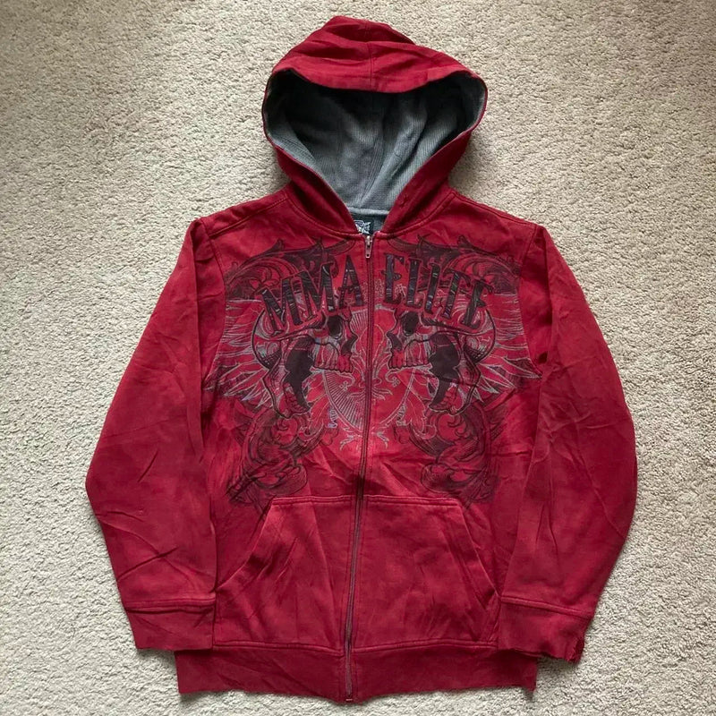 American Fashion Hip Hop Letter Embroidered Zipper Hoodie Men Street Y2K New Casual Loose Fleece Padded Sweatshirt Unisex Hoodie Kaiz Boutique