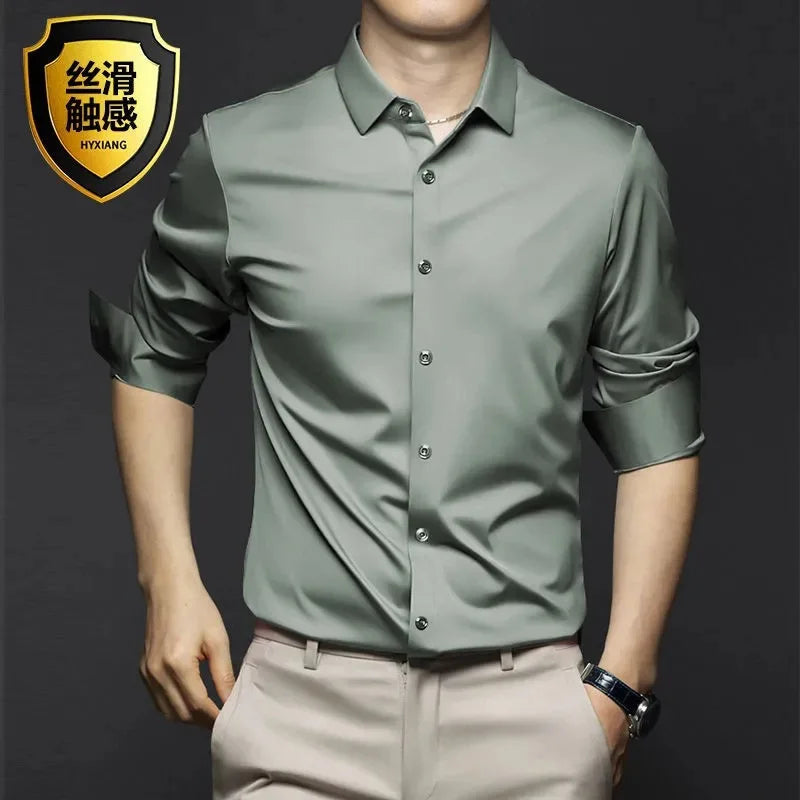 New Stretch Anti-Wrinkle Cotton Men's Shirts Short Sleeve Dress Shirts For Men Slim Fit comfort Social Business Blouse Gray 5XL Kaiz Boutique