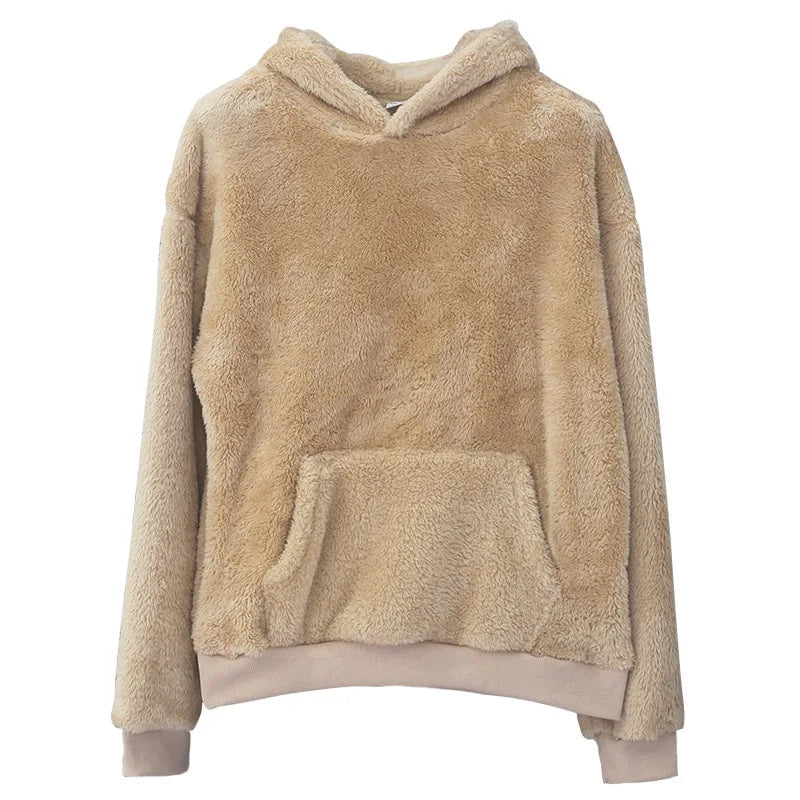 Autumn Winter New Fashion Hoodies Long Sleeve Solid Lamb Wool Sweatshirts Men's Clothing Casual Loose Pockets Korean Trend Tops Kaiz Boutique
