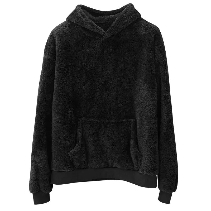 Autumn Winter New Fashion Hoodies Long Sleeve Solid Lamb Wool Sweatshirts Men's Clothing Casual Loose Pockets Korean Trend Tops Kaiz Boutique
