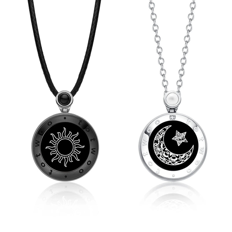 Totwoo Couple Touch Necklaces with Natural Agate for long distance relationship gifts Kaiz Boutique