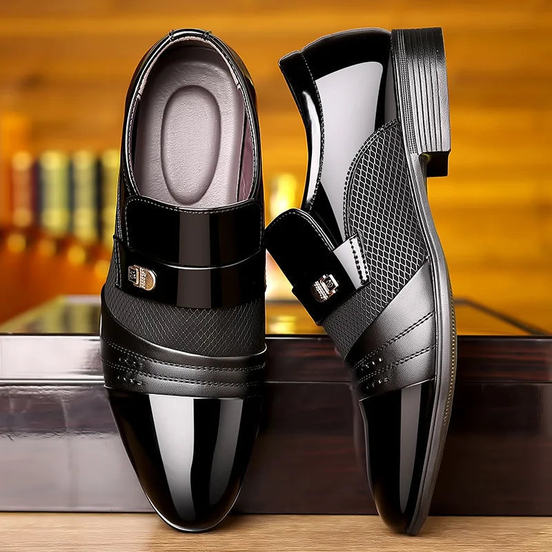 Classic Business Dress Men Shoes Formal Slip On Dress Shoes Mens Oxfords Footwear Elegent Leather Shoes For Men Loafers Wine Red Kaiz Boutique