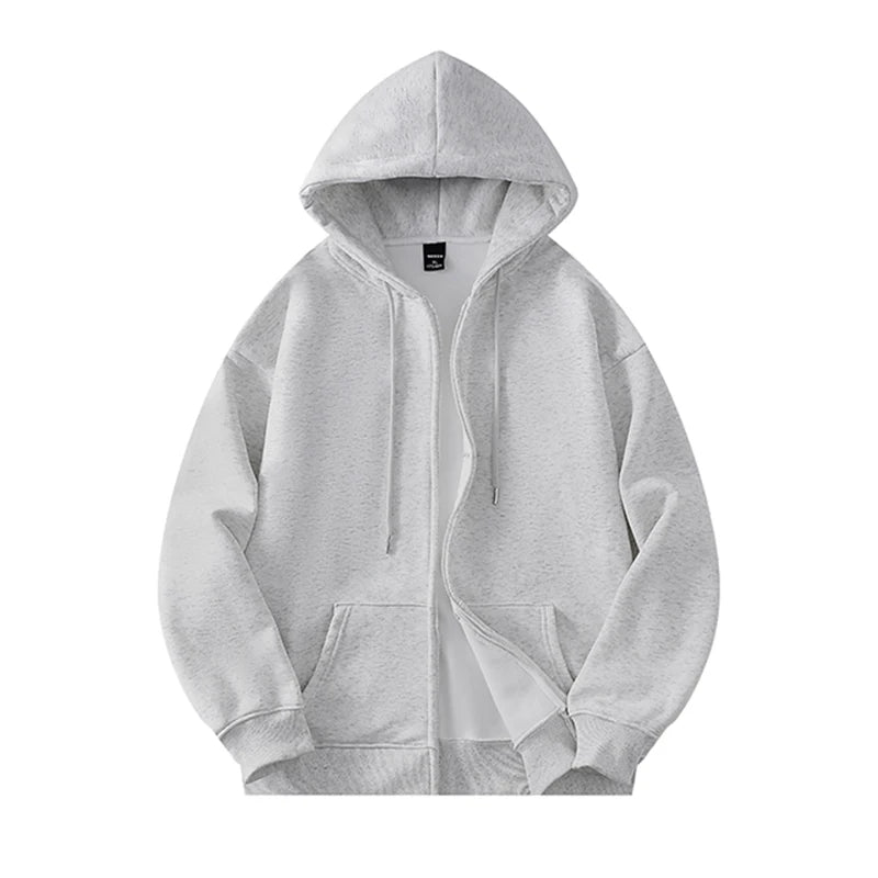 Basic Solid Hooded Sweatshirt Jackets Zip Up Hoodie Loose Fit Unisex Outwear Sports Casual Hoodies Kaiz Boutique