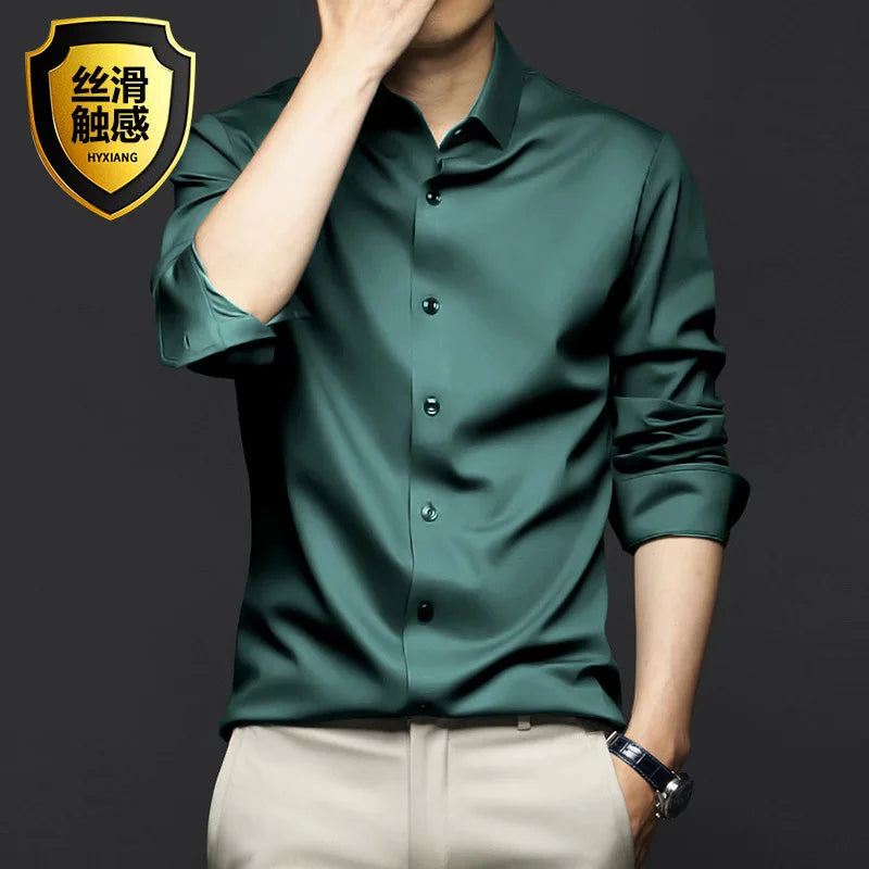 New Stretch Anti-Wrinkle Cotton Men's Shirts Short Sleeve Dress Shirts For Men Slim Fit comfort Social Business Blouse Gray 5XL Kaiz Boutique