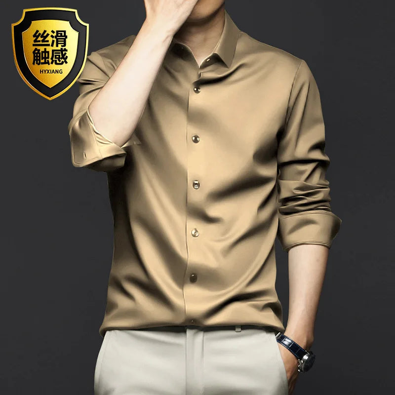 New Stretch Anti-Wrinkle Cotton Men's Shirts Short Sleeve Dress Shirts For Men Slim Fit comfort Social Business Blouse Gray 5XL Kaiz Boutique