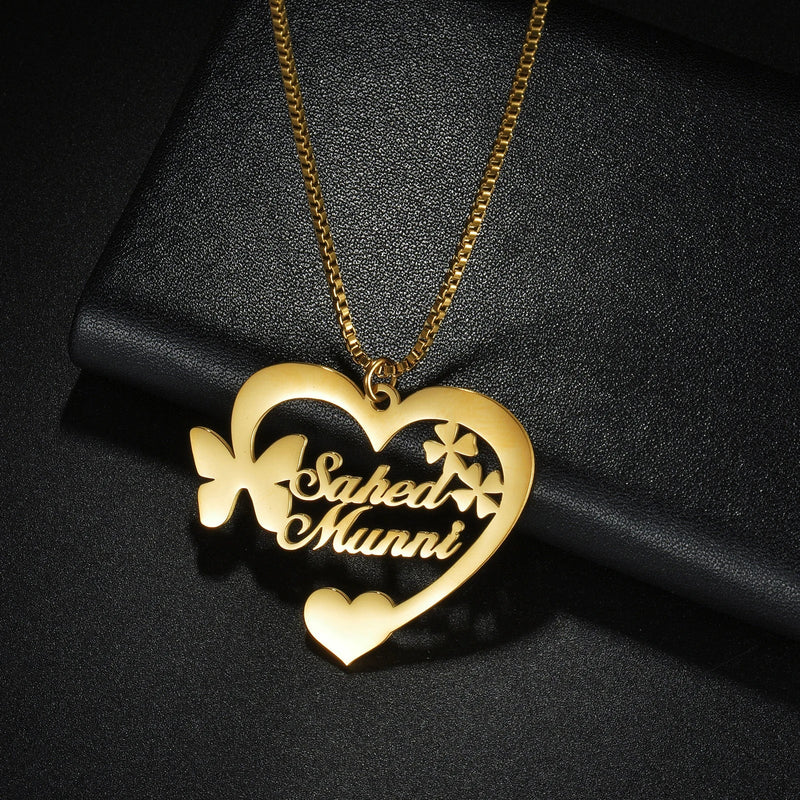 Atoztide Personalized Custom Name Necklace for Women Stainless Steel Heart Brtterfly Letter Choker Chain Pendant Jewelry Gift Kaiz Boutique