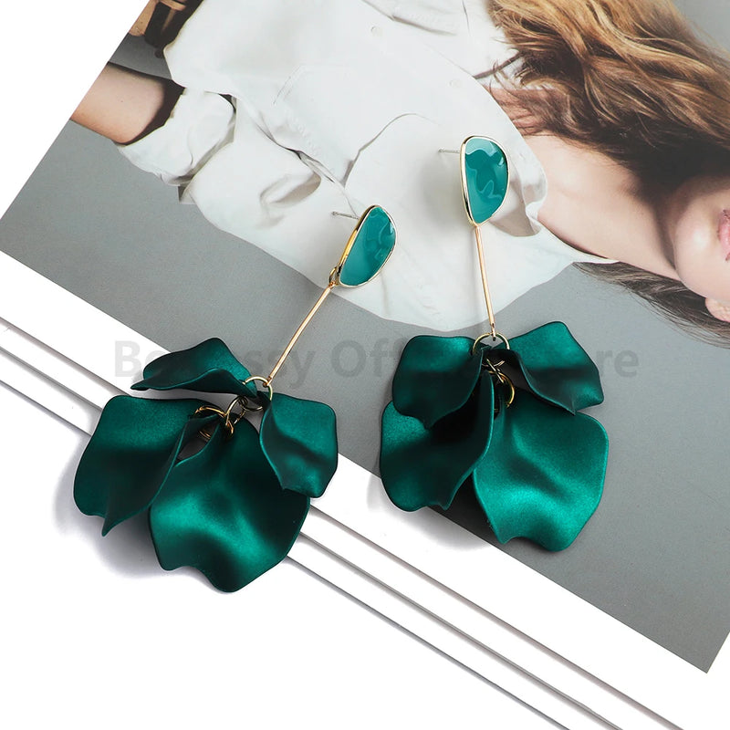 Acrylic Flower Petal Design Big Dangle Earrings - Kaiz Boutique