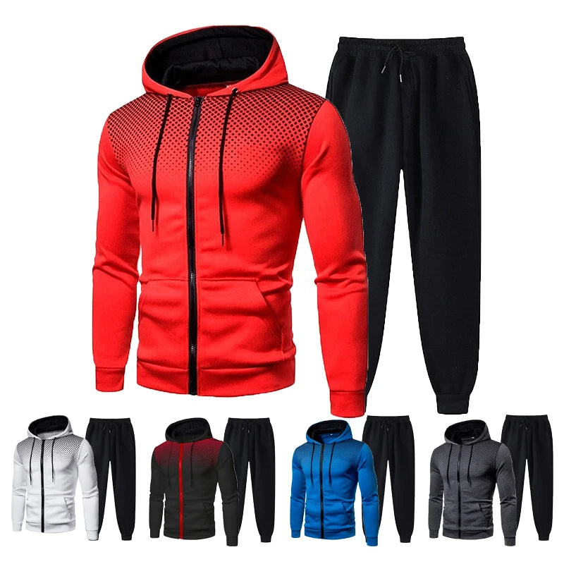 2023 Autumn and Winter New European and American Solid Color Fleece Sweater Pants Men's Casual Zipper Sports Hat Set Kaiz Boutique