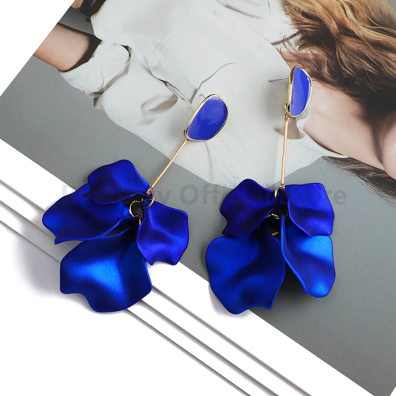 Acrylic Flower Petal Design Big Dangle Earrings - Kaiz Boutique