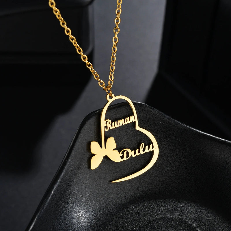 Atoztide Personalized Custom Name Necklace for Women Stainless Steel Heart Brtterfly Letter Choker Chain Pendant Jewelry Gift Kaiz Boutique