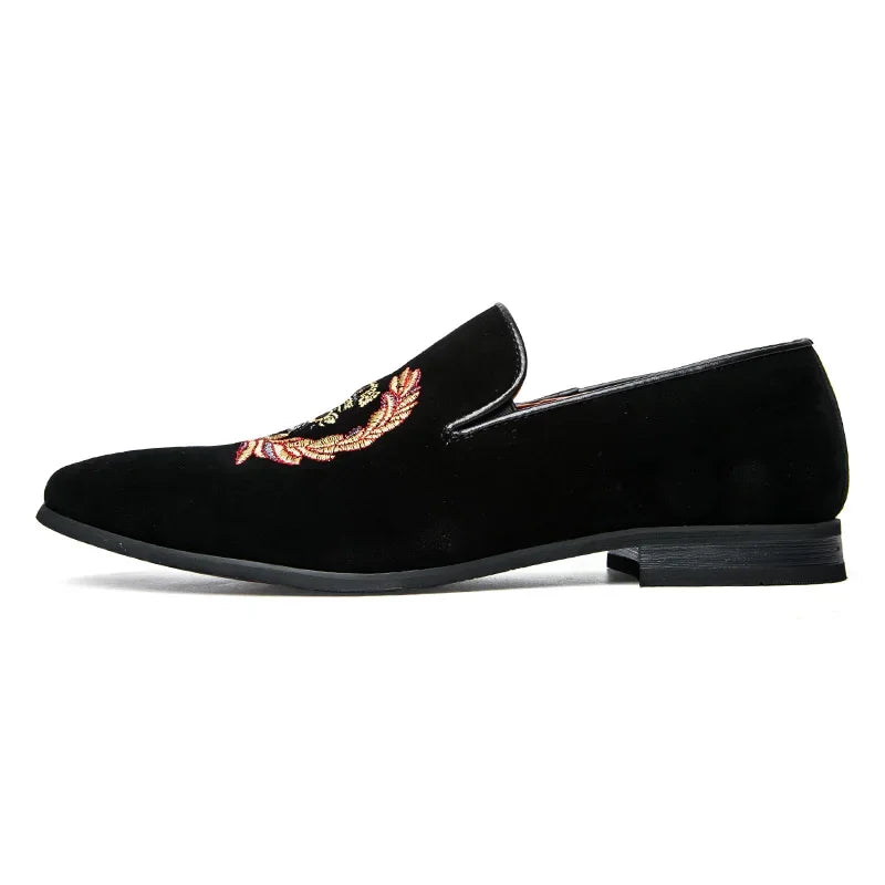 Men's Suede Embroidered Loafers – Casual & Party-Ready (EU 38-45).