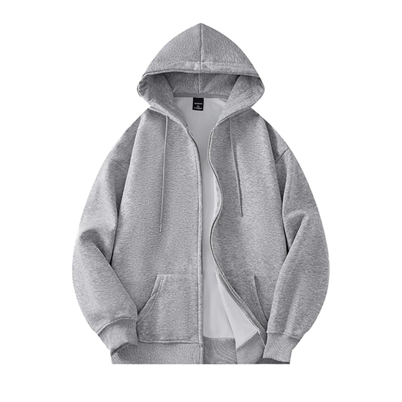 Basic Solid Hooded Sweatshirt Jackets Zip Up Hoodie Loose Fit Unisex Outwear Sports Casual Hoodies Kaiz Boutique