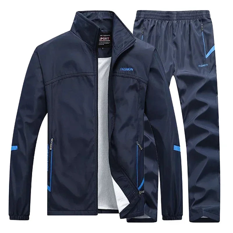 Casual Men's Tracksuit Spring Autumn Sportswear Two Pieces Sets Jackets + SweatPants Joggers Male Zipper Sweatshirt Suit Outfit Kaiz Boutique