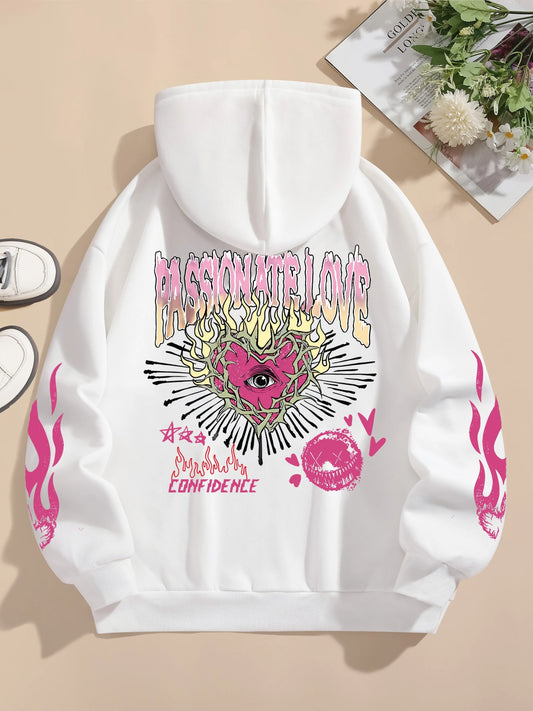 Women's Flame Heart Sweatshirt – Cozy, Stylish & Loose Fit.