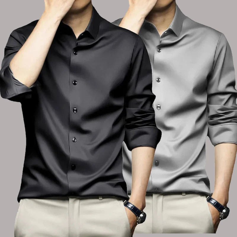 New Stretch Anti-Wrinkle Cotton Men's Shirts Short Sleeve Dress Shirts For Men Slim Fit comfort Social Business Blouse Gray 5XL Kaiz Boutique