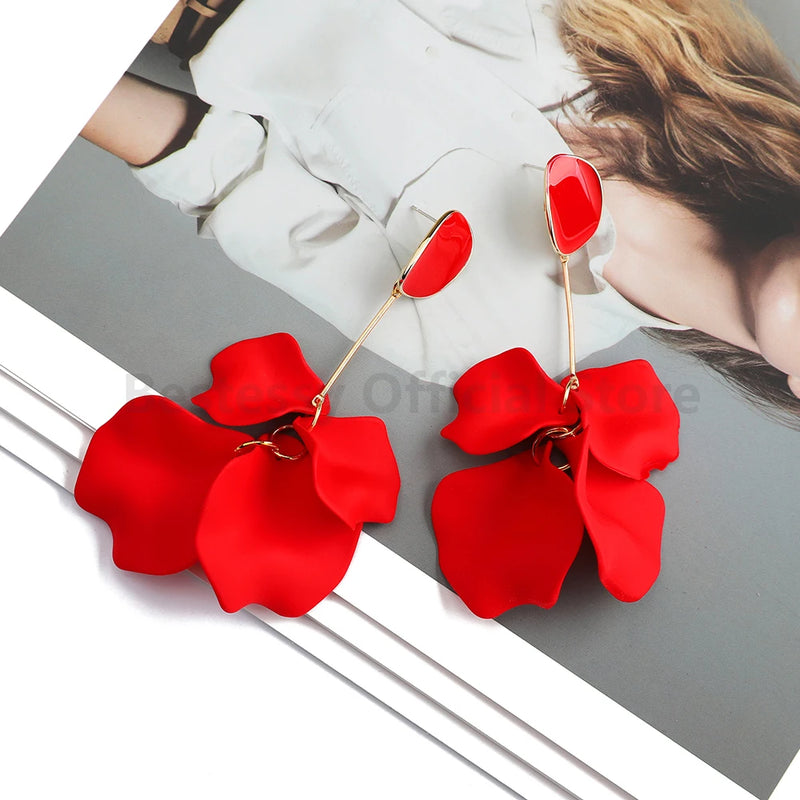 Acrylic Flower Petal Design Big Dangle Earrings - Kaiz Boutique