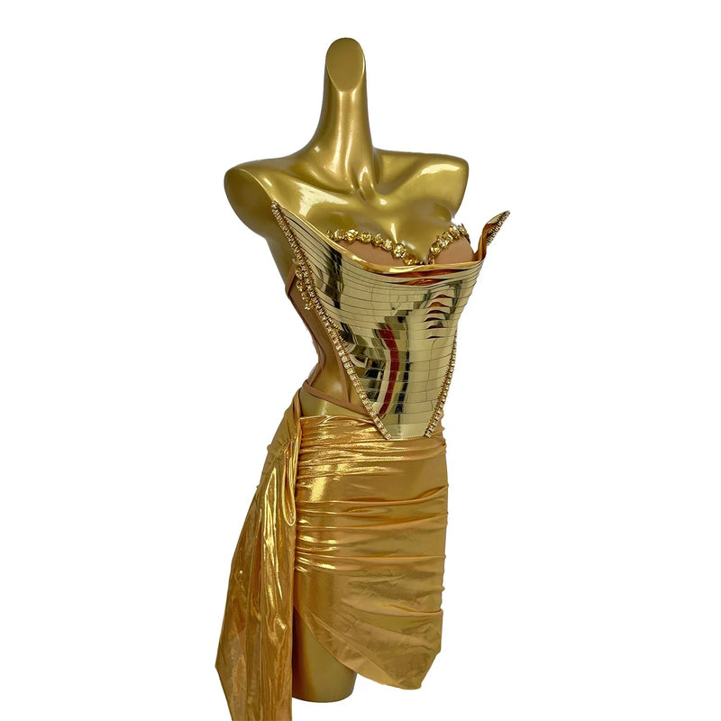 Gold Sparkle Two-Piece Dress – Party & Performance Perfect Kaiz Boutique