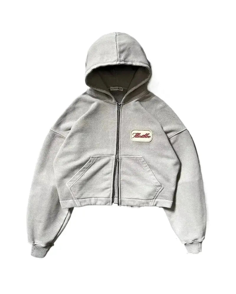 American Fashion Hip Hop Letter Embroidered Zipper Hoodie Men Street Y2K New Casual Loose Fleece Padded Sweatshirt Unisex Hoodie Kaiz Boutique