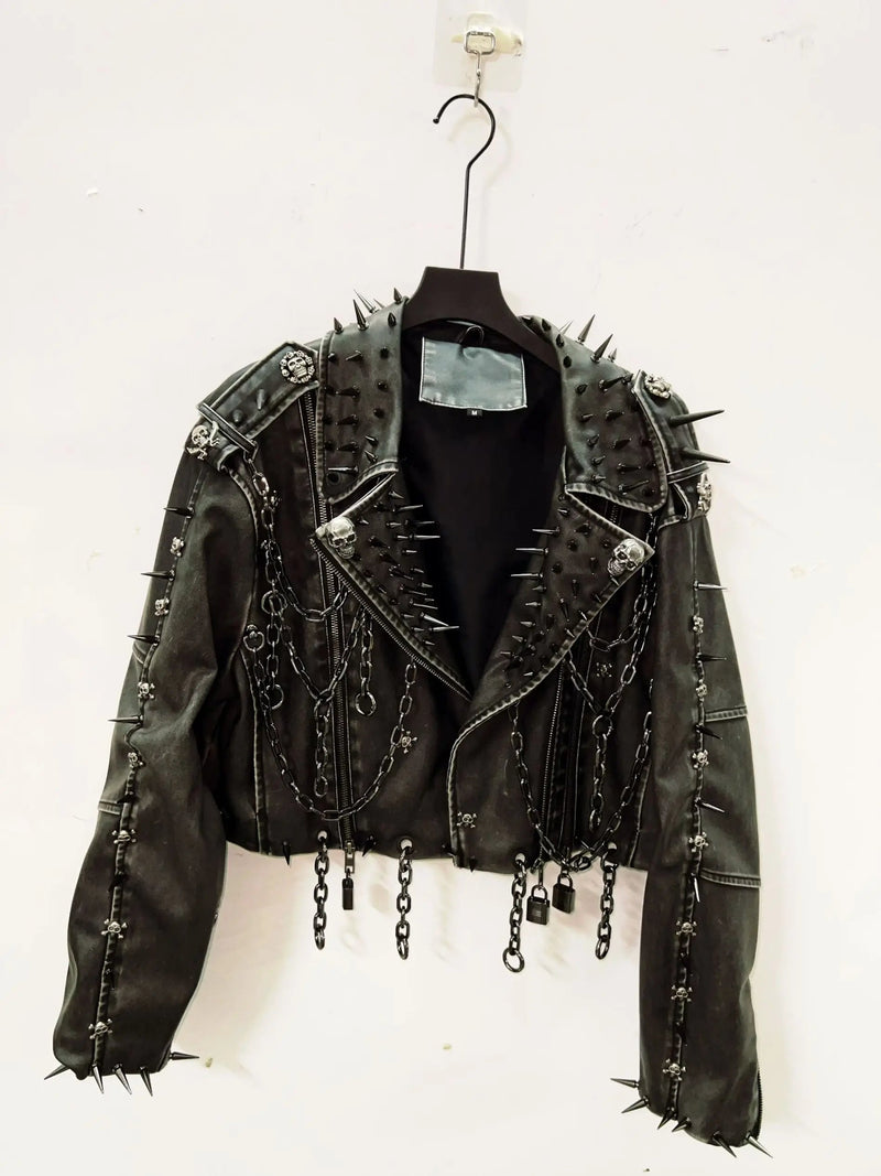 Leather vintage  Jacket Skull Jacket gothic Leather vintage Jacket harajuku  Jacket gothic clothes y2k clothes gothic Jacket Kaiz Boutique