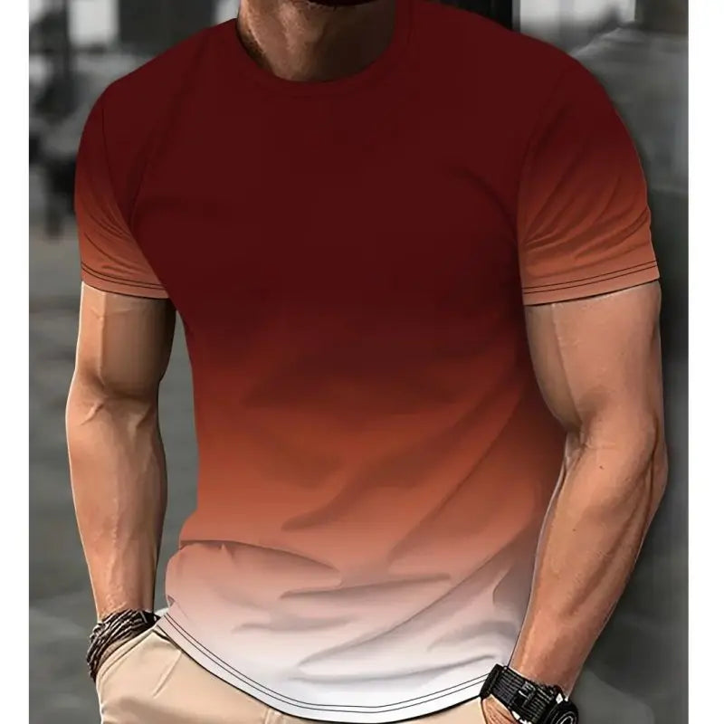 Men's Clothing Short sleeve Top Gradient Color Digital Print T-shirt Kaiz Boutique