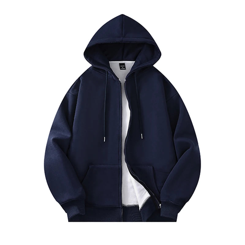 Basic Solid Hooded Sweatshirt Jackets Zip Up Hoodie Loose Fit Unisex Outwear Sports Casual Hoodies Kaiz Boutique